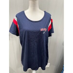 Fanatics Atlanta Braves Womens 1X Navy Red Gray Striped Sleeve T Shirt